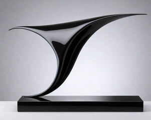 Poster - graceful black manta ray sculpture on white background. Generated AI