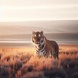 tiger on the desert animal background for social media