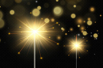 Aufkleber - Magical light. Sparkler. Candle sparkling on the background. Realistic vector light effect. Winter, seasonal christmas decoration illustration.	

