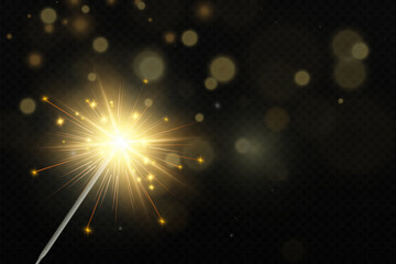 Aufkleber - Magical light. Sparkler. Candle sparkling on the background. Realistic vector light effect. Winter, seasonal christmas decoration illustration.	

