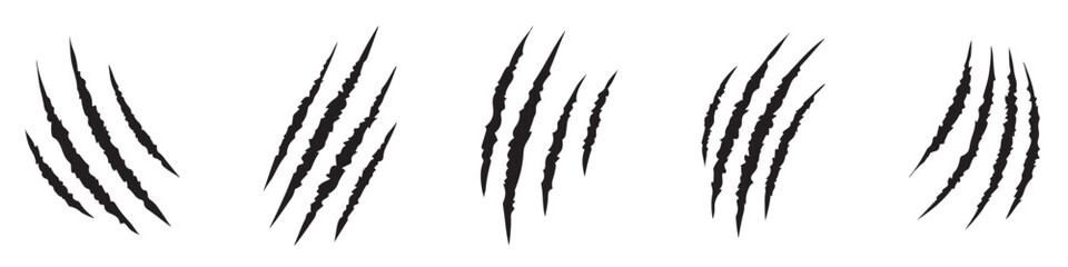 animal claw scratches. claws icons. scratches collection. silhouette style vector icons