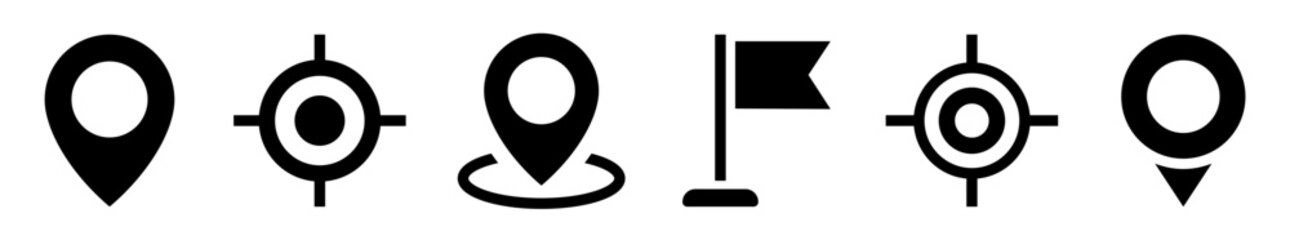 Poster - GPS location Map icons. Set of map pin icon set. Current location. Tracking symbol. Pointer sign. Vector illustration