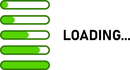 Poster - Loading Bar Loader Indicator Icon Set with Various Stages of the Progress Status. Vector Image.