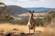 kangaroo standing in the background of the hills