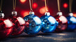 Vibrant Christmas Baubles in Red and Blue - Holiday Artistic Photography