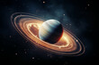Enchanting View of Planet Saturn Floating Majestically in the Endless Expanse of the Glittering Star-filled Outer Space