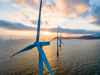 wind turbines in the sea