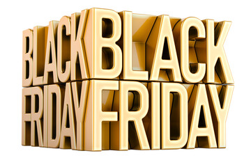 Canvas Print - Golden Black Friday inscription. Black Friday, concept. 3D rendering