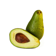 Wall Mural - Avocado isolated on white background. avocado sliced closeup.