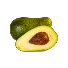 Wall Mural - Avocado isolated on white background. avocado sliced closeup.