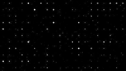 Poster - Template animation of evenly spaced star symbols of different sizes and opacity. Animation of transparency and size. Seamless looped 4k animation on black background with stars