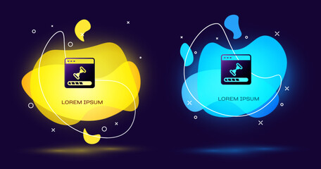 Poster - Black Loading a data window with a progress bar icon isolated on black background. Abstract banner with liquid shapes. Vector