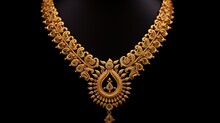 Gold Necklace On Black  Generated By AI