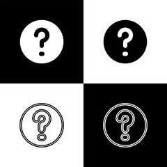 Fototapete - Set Speech bubbles with Question icon isolated on black and white background. FAQ sign. Chat speech bubble and chart. Vector