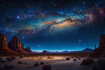 an exotic, bioluminescent bay at night, with water glowing with a mysterious blue light.