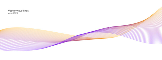 Poster - Vector wave dynamic music lines. Orange-purple abstract lines. Sound waves on transparent background for your design. Vector EPS 10