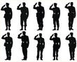 Military man salute silhouette, silhouette of a salute soldier