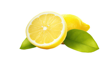 Wall Mural - closeup of refreshing lemon isolated on clear png background and transparent background, AI generative.