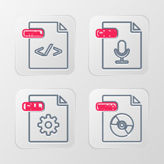 Poster - Set line WMA file document, DLL, OGG and HTML icon. Vector
