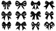 Bow icon. Set of different black gift bow isolated. Gift bow icon drawing