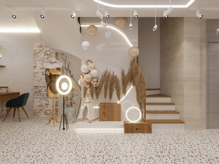 Wall Mural - modern fashion shop, 3d render