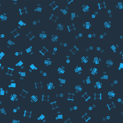 Poster - Set Router and wi-fi signal, Smart Tv system, electric plug and truck on seamless pattern. Vector