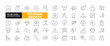 Set of 50 Personal Growth and Success line icons set. Personal Growth outline icons with editable stroke collection. Includes Leadership, Growth, Brainstorm, Strategy, Partnership, and More.