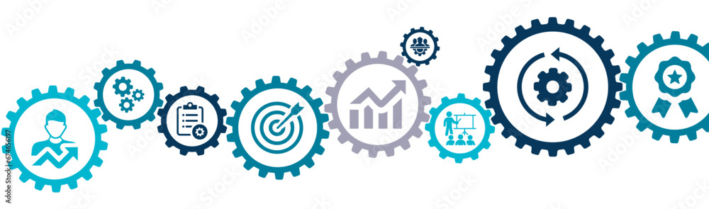 Productivity and production capacity banner vector illustration with ...