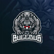 Bulldog mascot logo design vector with modern illustration concept style for badge, emblem and t shirt printing. Angry bulldog illustration for sport and esport team.