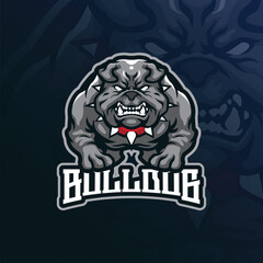 Wall Mural - Bulldog mascot logo design vector with modern illustration concept style for badge, emblem and t shirt printing. Angry bulldog illustration for sport and esport team.