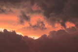 Fototapeta Na sufit - Orange, Black and white dramatic sunset sky line