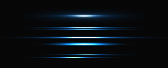 Wall Mural - vector illustration in blue color. set of light effects. glare and flash. bright beams of light. glo