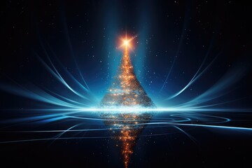 Wall Mural - digital technical christmas tree glowing illustration