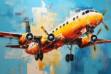 Old Plane Art, Vintage, Retro Illustration, Generated Ai, Generative, Ai