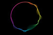 Vector abstract circles lines wavy in round frame colorful rainbow isolated on black background with empty space for text