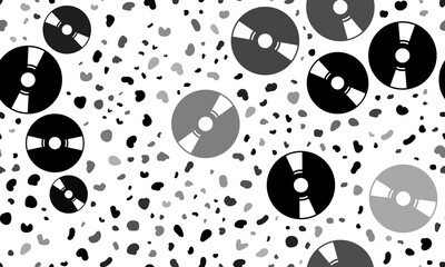 Poster - Abstract seamless pattern with cd symbols. Creative leopard backdrop. Illustration on transparent background