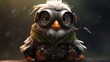 © sudipdesign - a cartoon bird wearing a jacket and goggles facing.Generative AI