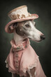Whippet dog portrait dressed anthropomorphic