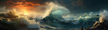 The Ocean's Fury Is Evident As Waves Crash Against The Cliff, Sending Spray Skyward.