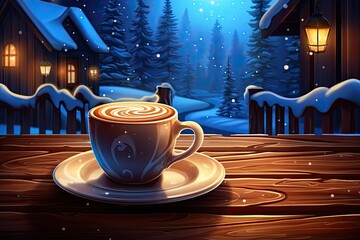 Wall Mural - tasty hot chocolate drink at christmas time illustration