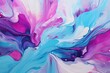 A vibrant swirl of cerulean and magenta paints blending seamlessly on a canvas, creating a mesmerizing abstract pattern.