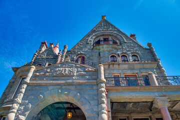 Sticker - Craigdarroch Castle exterior view in Victoria on a sunny day, Vancouver Island