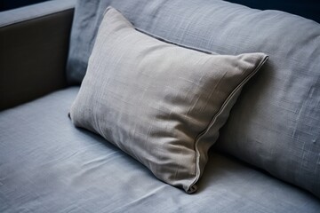 pillow sofa in living area closeup home interior design creative concept warm and cosy decorate contemporary house interior background beige sofa fabric furnish beautiful hose background