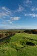 Vista from Burton Dassett Hills on a bright autumnal day with far reaching views over Warwickshire, England