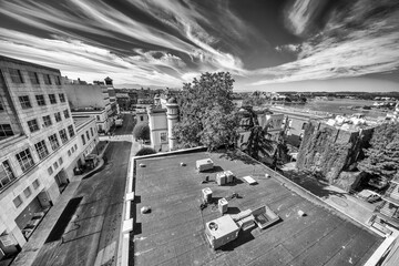 Wall Mural - Vancouver Island, Canada. Aerial view of Victoria city buildings on a beautiful morning