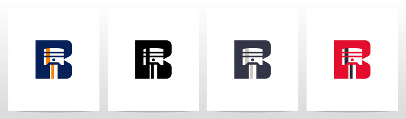 Poster - Piston Head On Letter Logo Design B