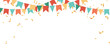 Banner with garland of flags and confetti for holiday, party, birthday, carnival vector illustration