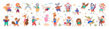 Fototapeta Pokój dzieciecy - Musical animals collection. Cute cartoon music character. Musical animals set. Animal music band play jazz on sound instrument. Childish party orchestra. Funny kid dance poster celebration background