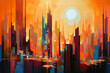 © paganin - Stadt mit Sonne -- Landschaft in moderner Kunst - Impressionismus