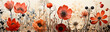 Red Poppies Growing In A Field.  Illustration On The Theme Of Vegetation And Nature, Ecology And Climate. Generative AI